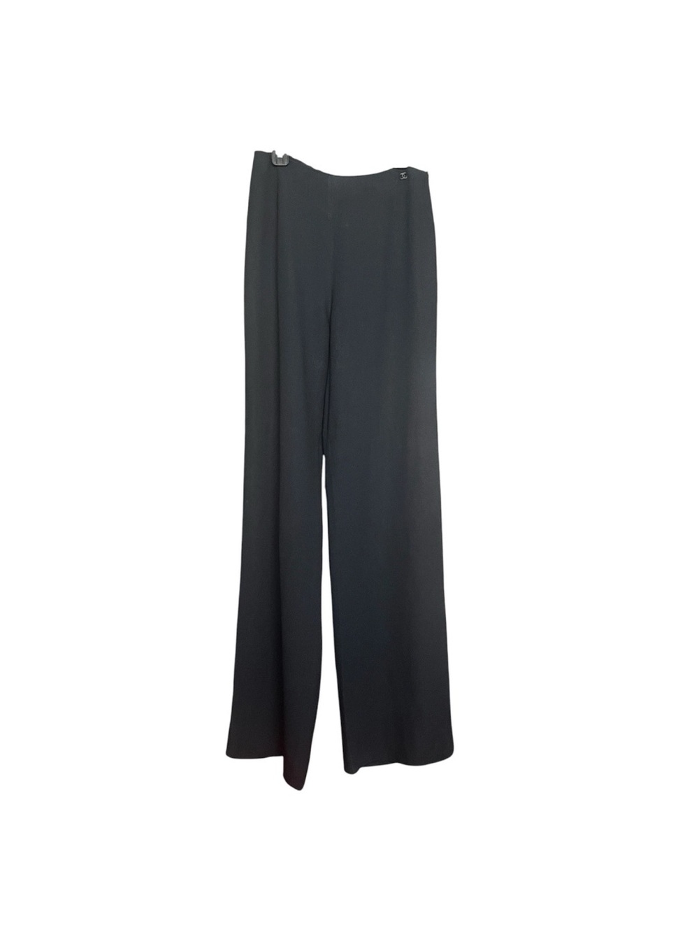 VTG Chanel Straight Leg ‘CC’ Trousers Navy SZ 38 Crepe Office Old Money Classic - Picture 2 of 15